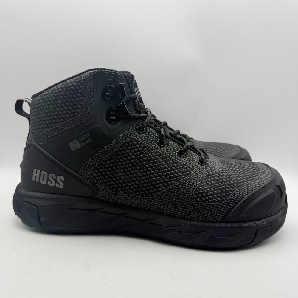 Hoss Mens Buster Hi Composite Toe Work Boots US 10.5 XXW Black Leather WP SR EUC